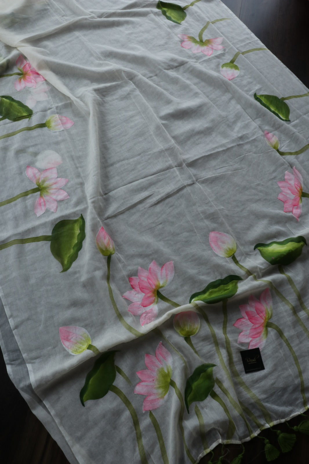 LOTUS HANDPAINTED MULMUL COTTON SAREE