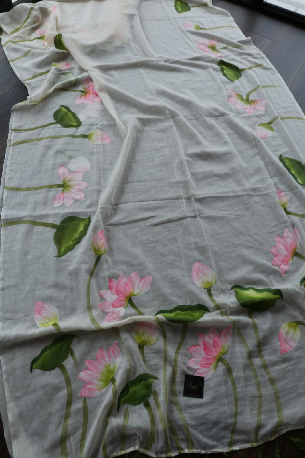 LOTUS HANDPAINTED MULMUL COTTON SAREE