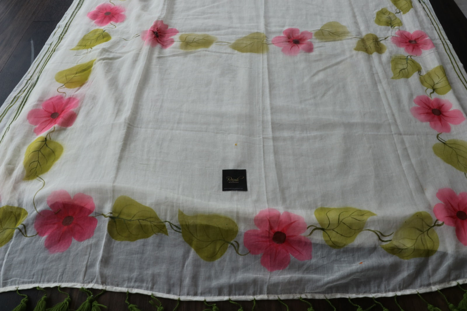 PINK FLORAL HANDPAINTED MULMUL SAREE