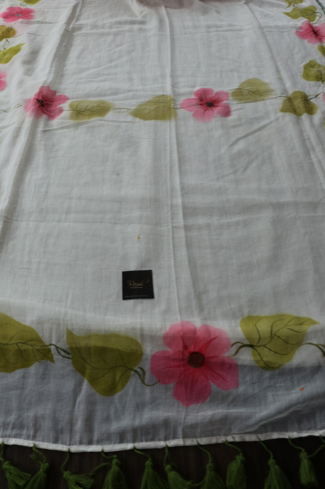 PINK FLORAL HANDPAINTED MULMUL SAREE
