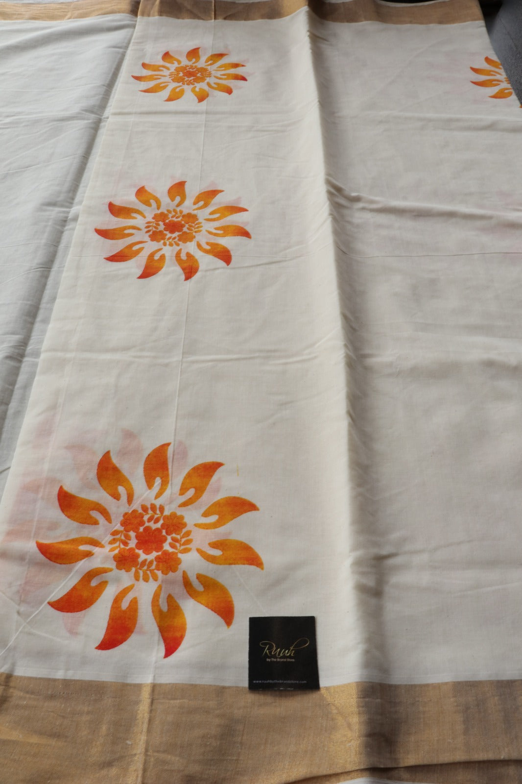 YELLOW FLORAL PRINTED KERALA COTTON
