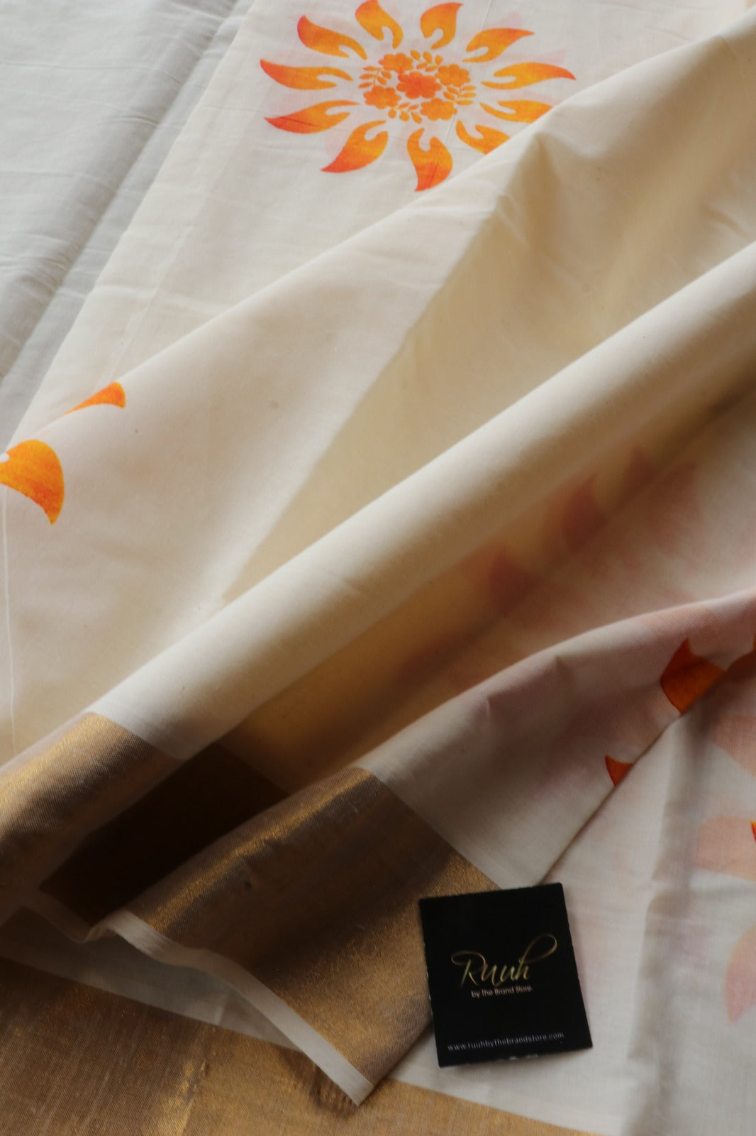 YELLOW FLORAL PRINTED KERALA COTTON