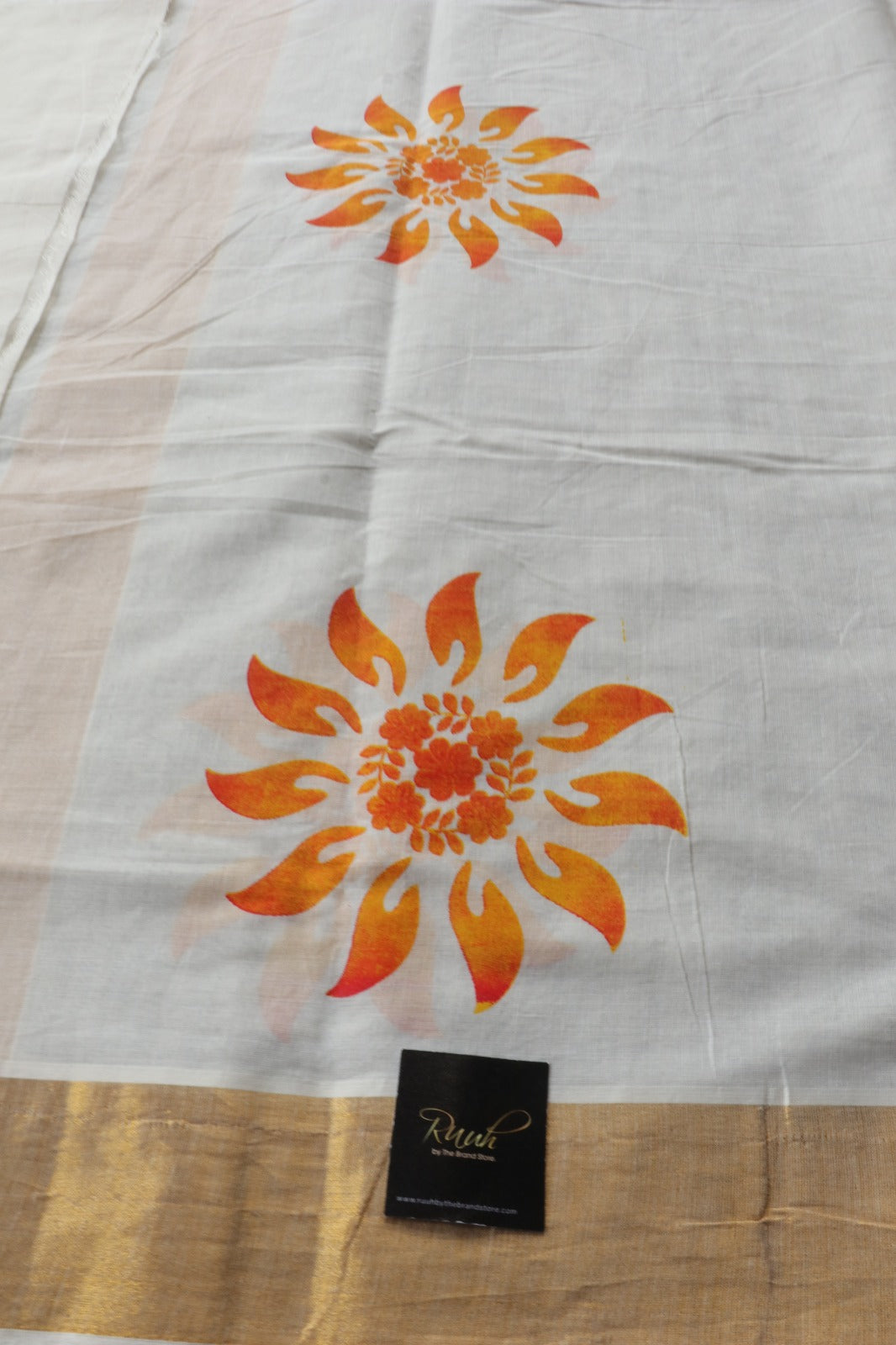 YELLOW FLORAL PRINTED KERALA COTTON