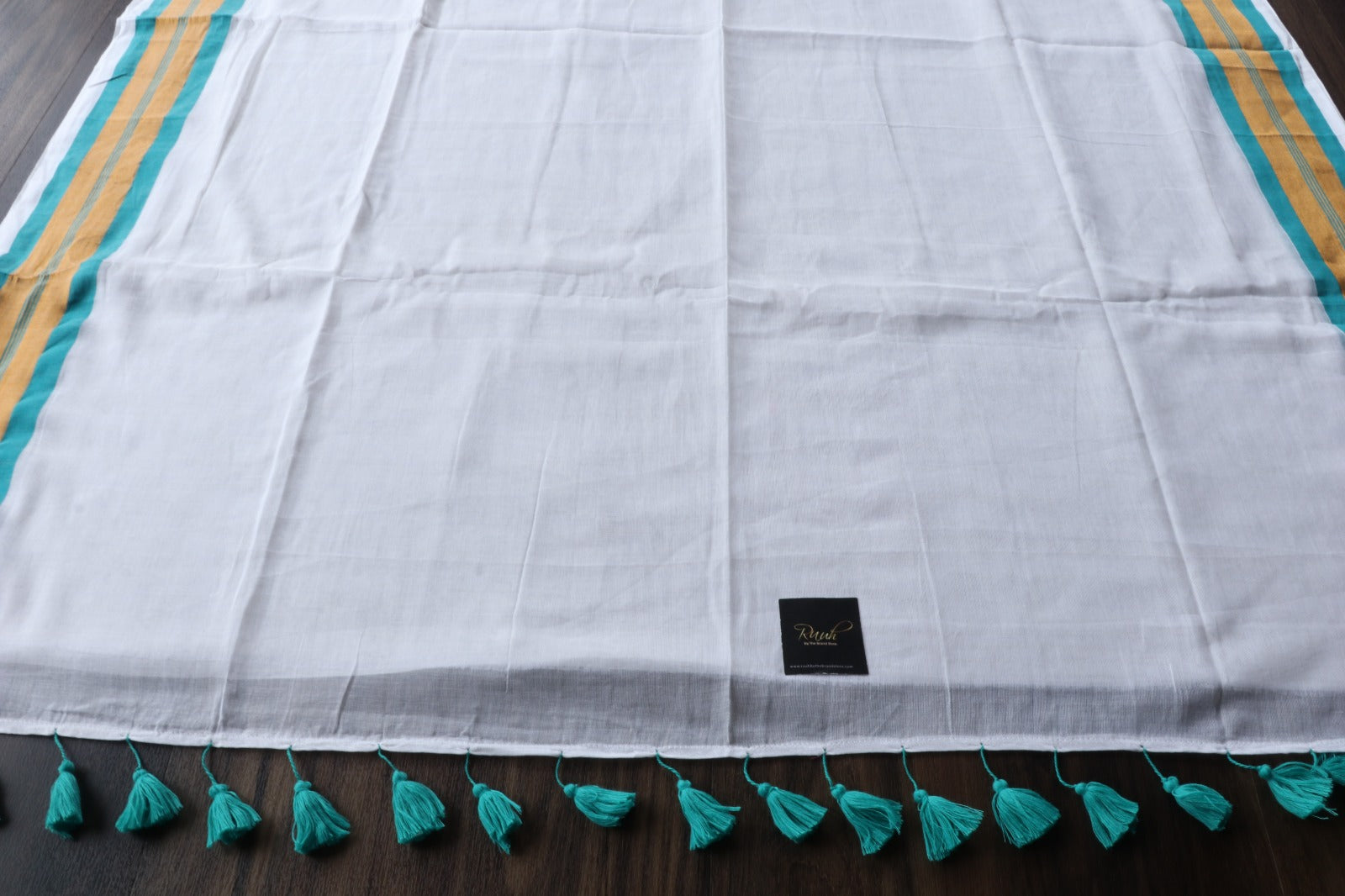 FIROZI BLUE BORDER MULMUL SAREE