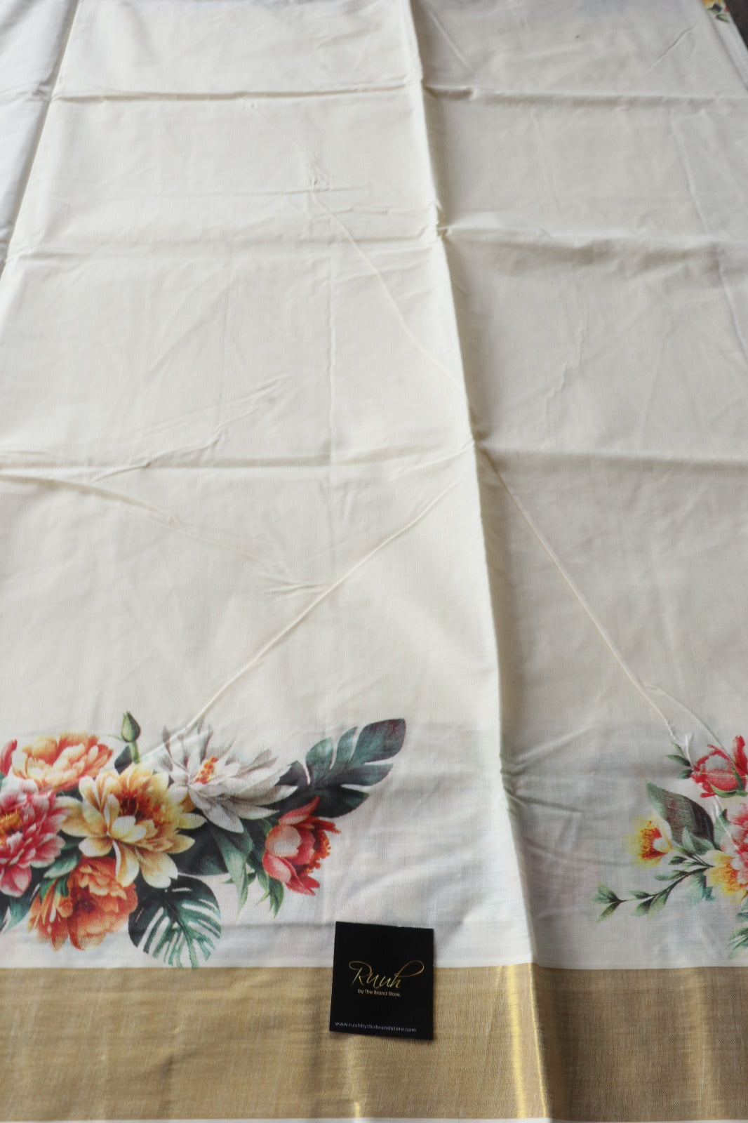 MULTI COLOUR FLORAL PRINTED KERALA COTTON SAREE