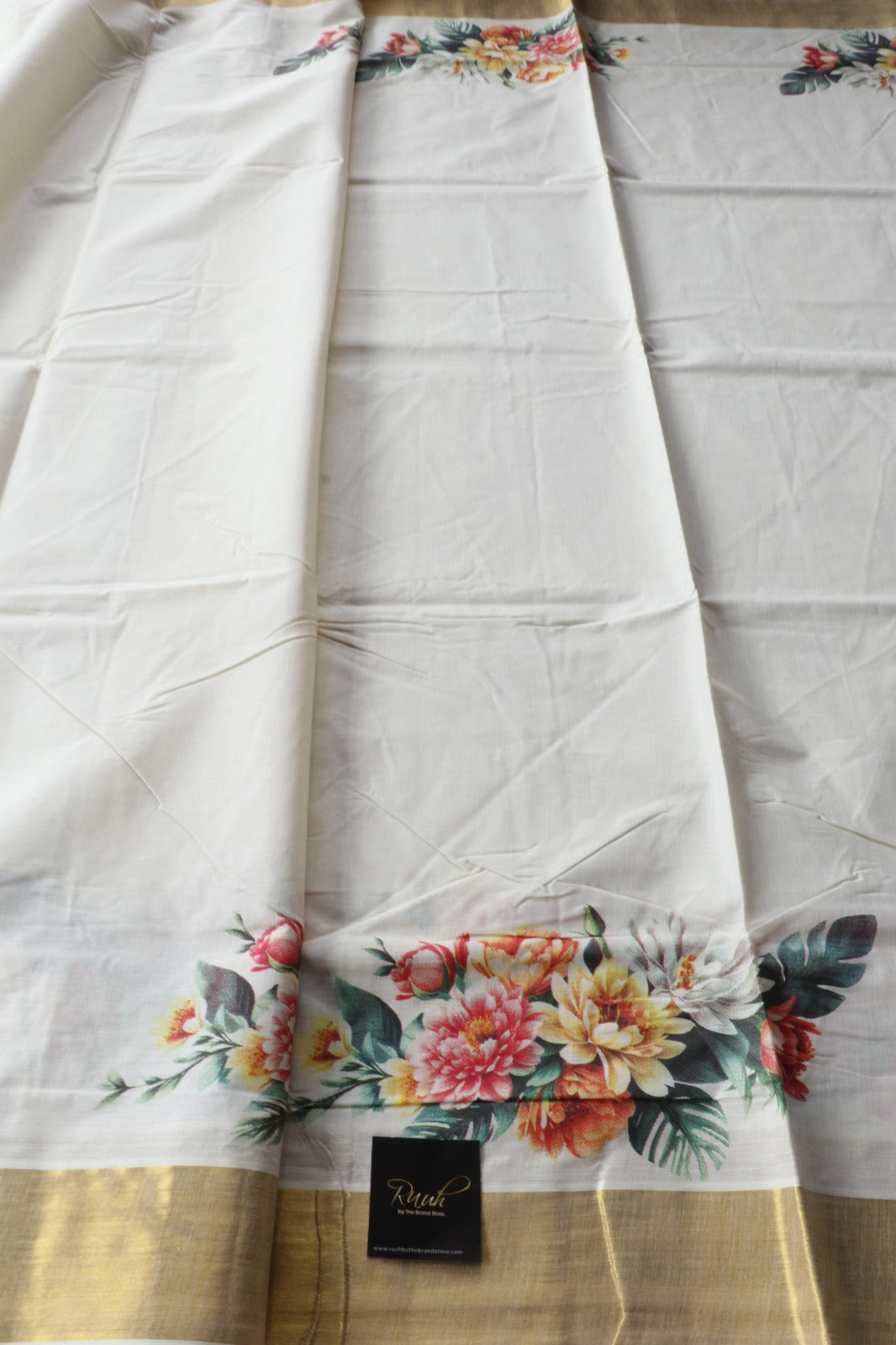 MULTI COLOUR FLORAL PRINTED KERALA COTTON SAREE