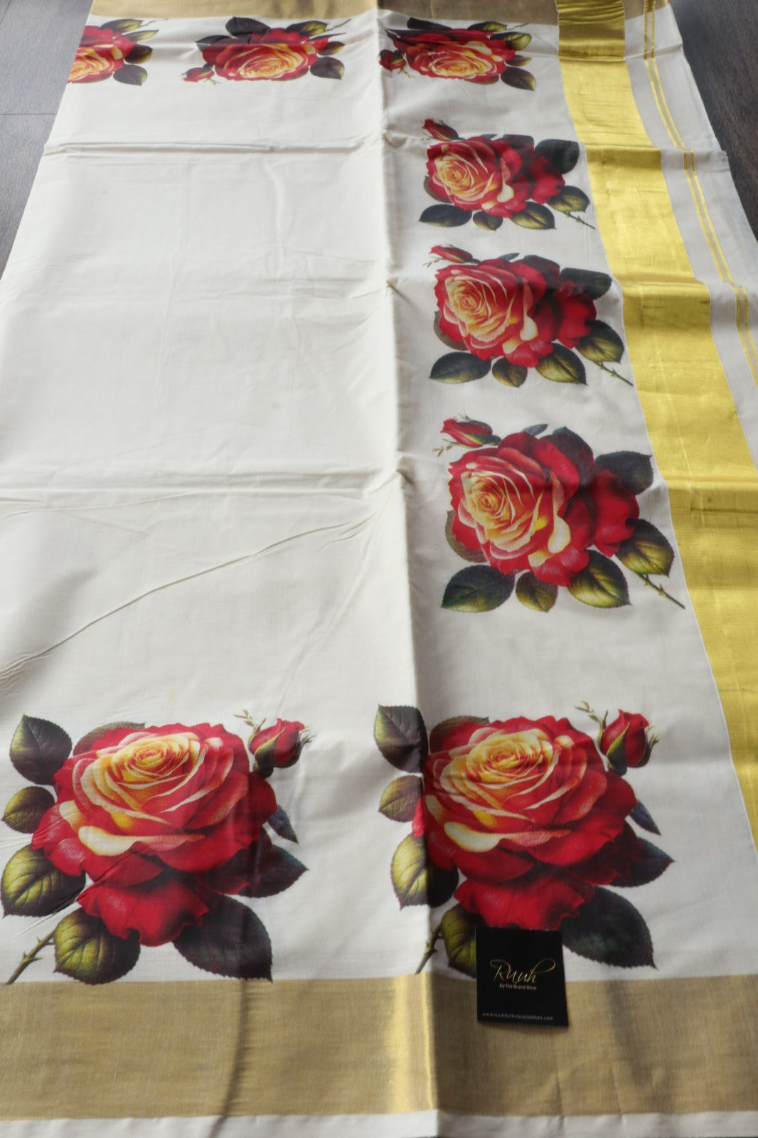 ROSE PRINTED KERALA COTTON SAREE