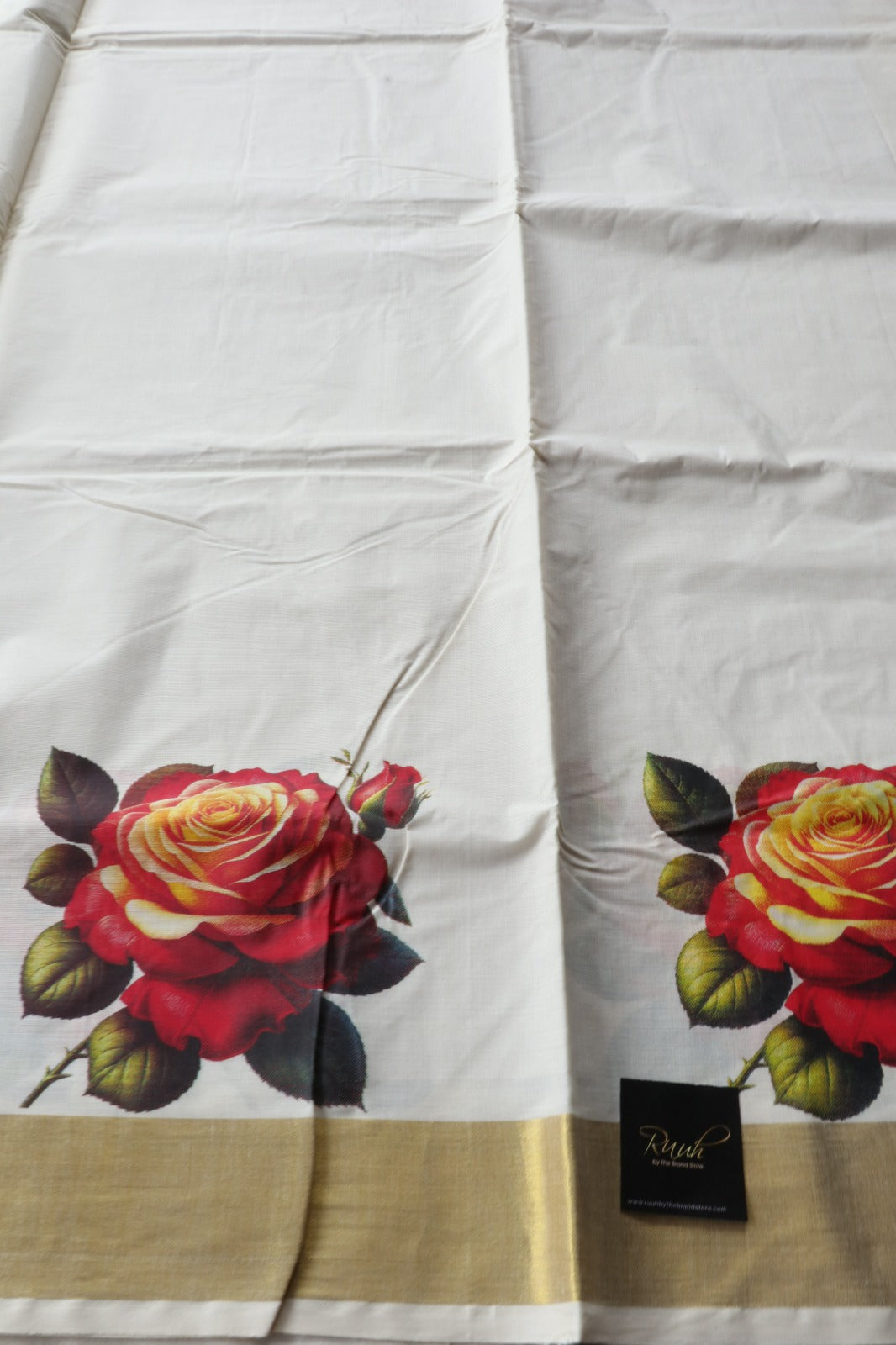 ROSE PRINTED KERALA COTTON SAREE
