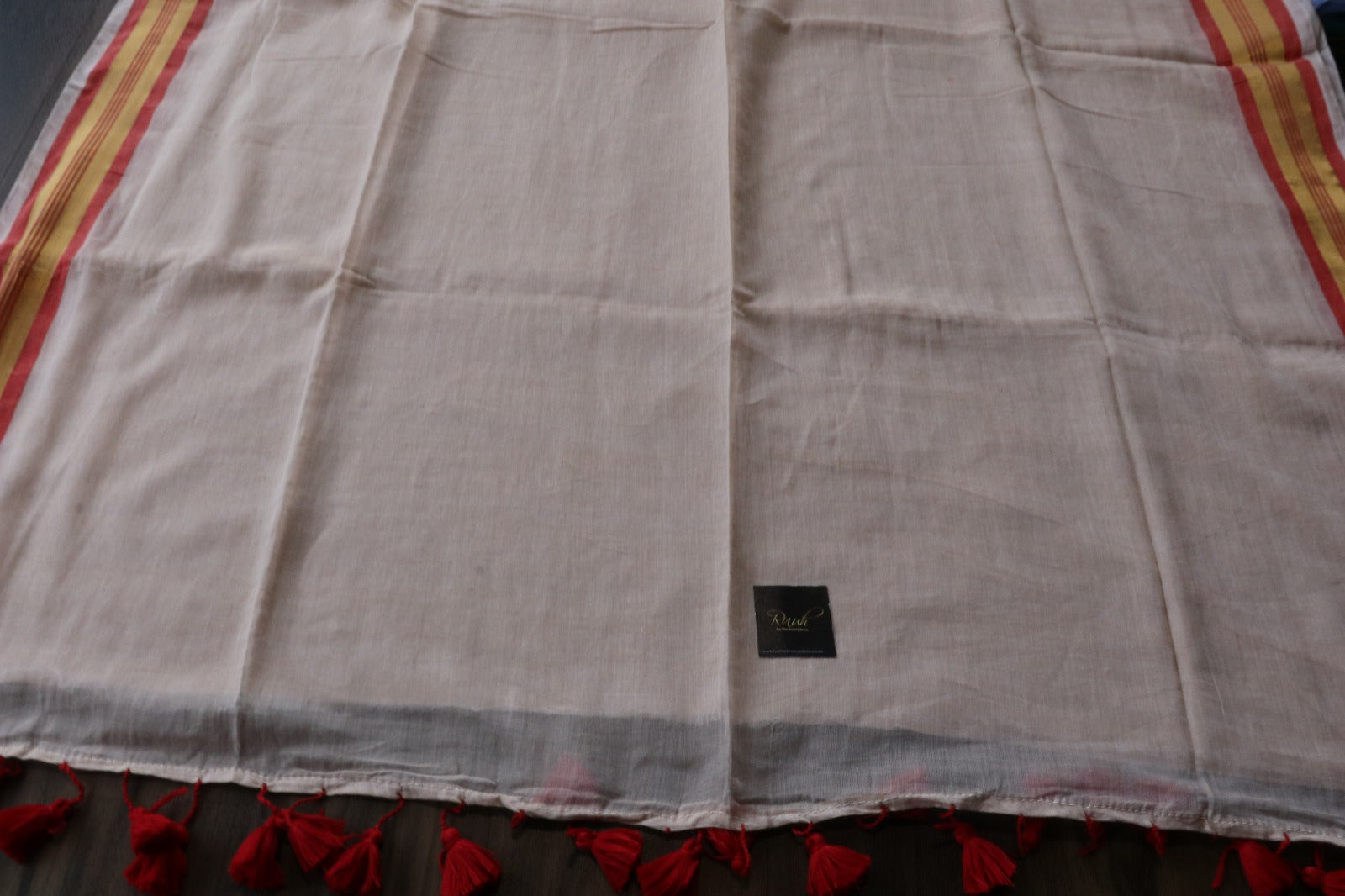 MULMUL COTTON WITH RED AND GOLD BORDER