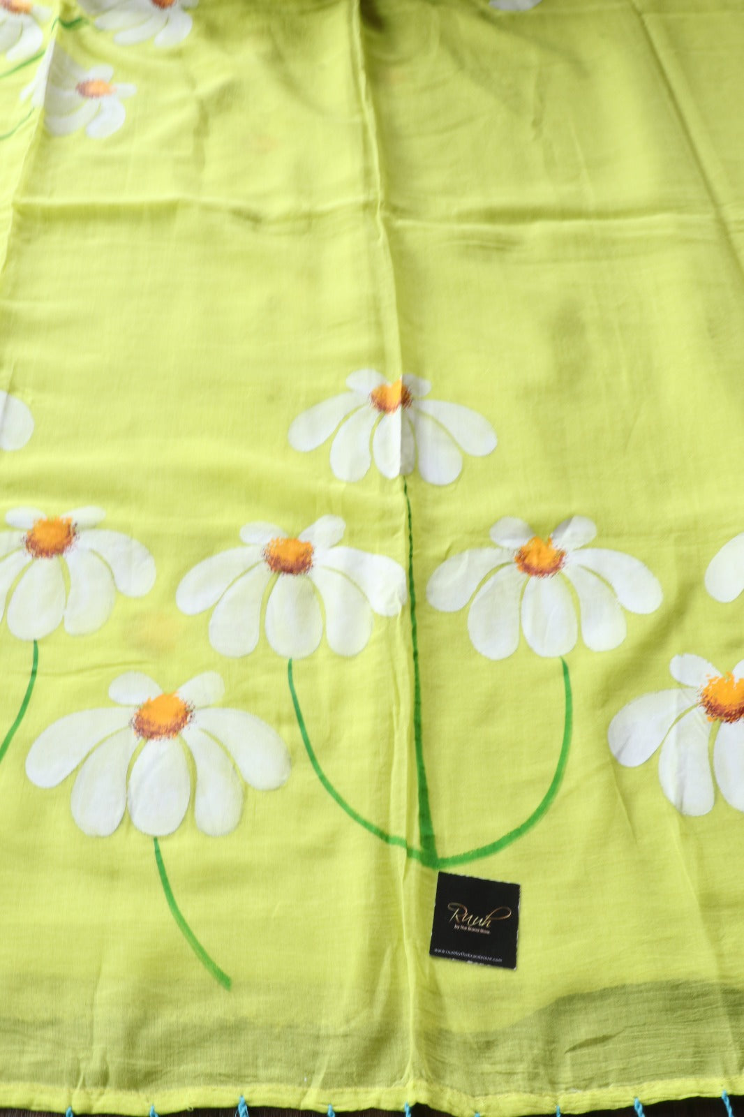 NEON MULMUL HANDPAINTED DAISY SAREE