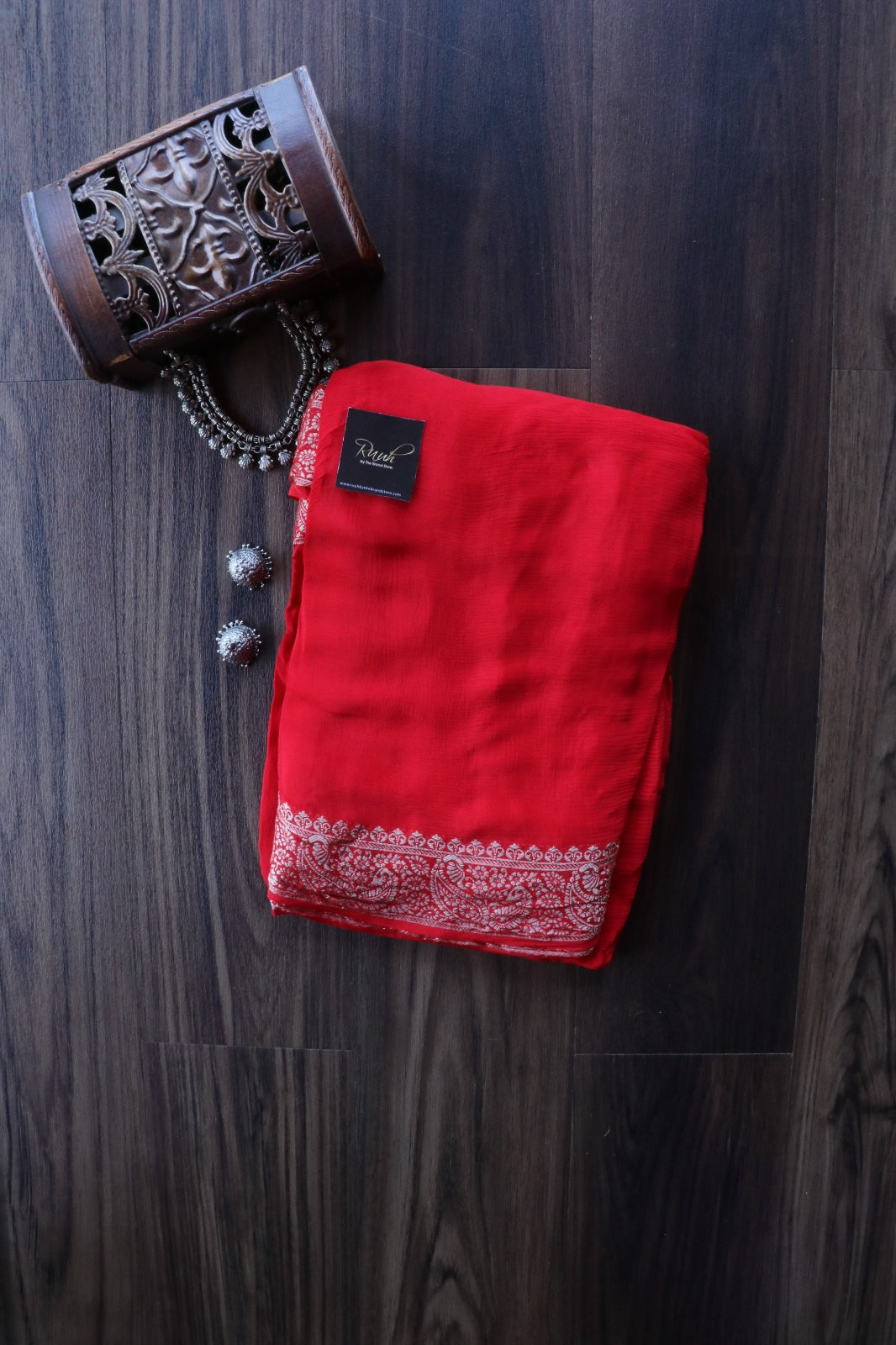 RED VISCOSE CHINNON SAREE