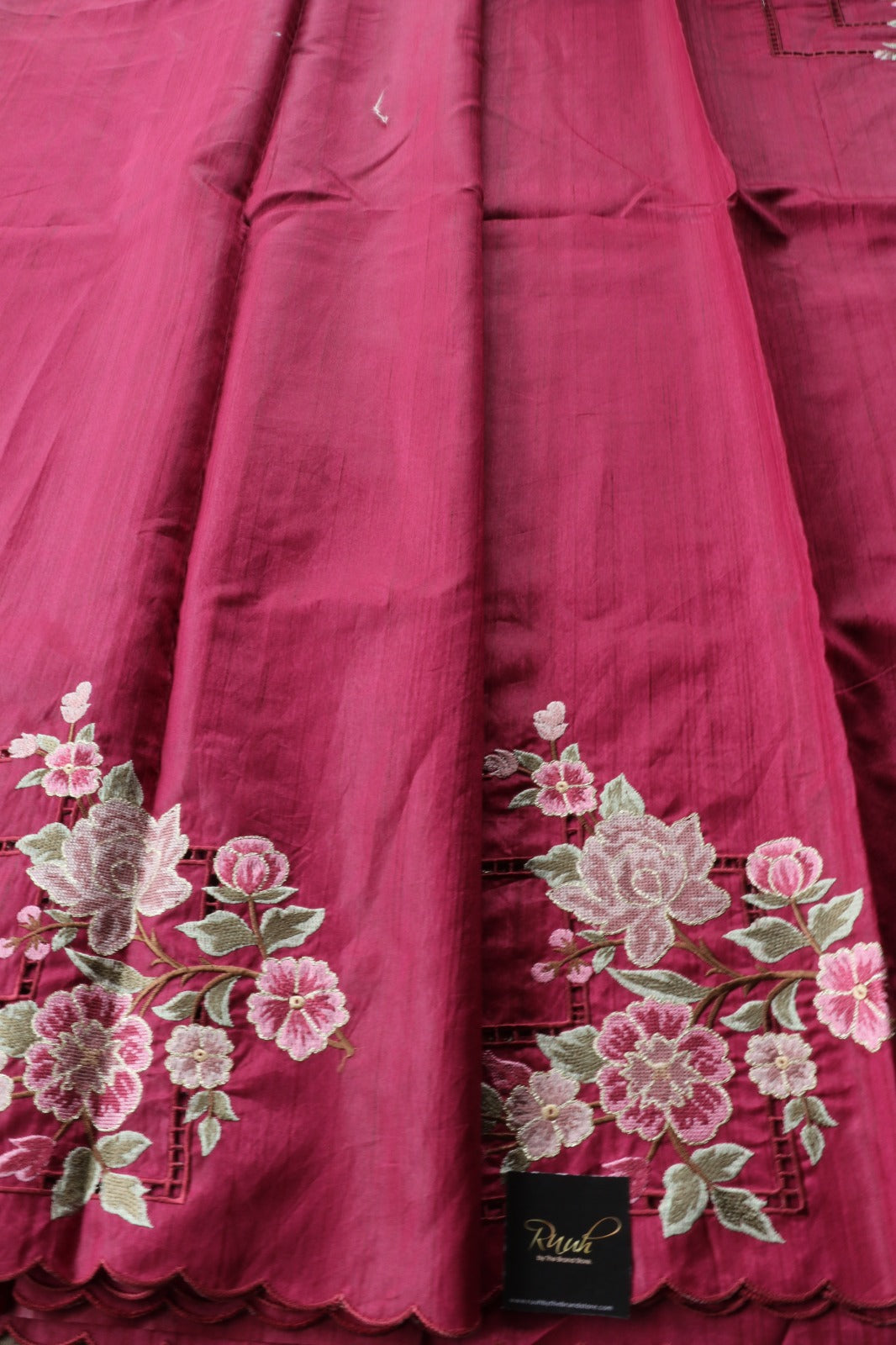 PREMIUM SEMI TUSSAR WITH CUTWORK - MAROON