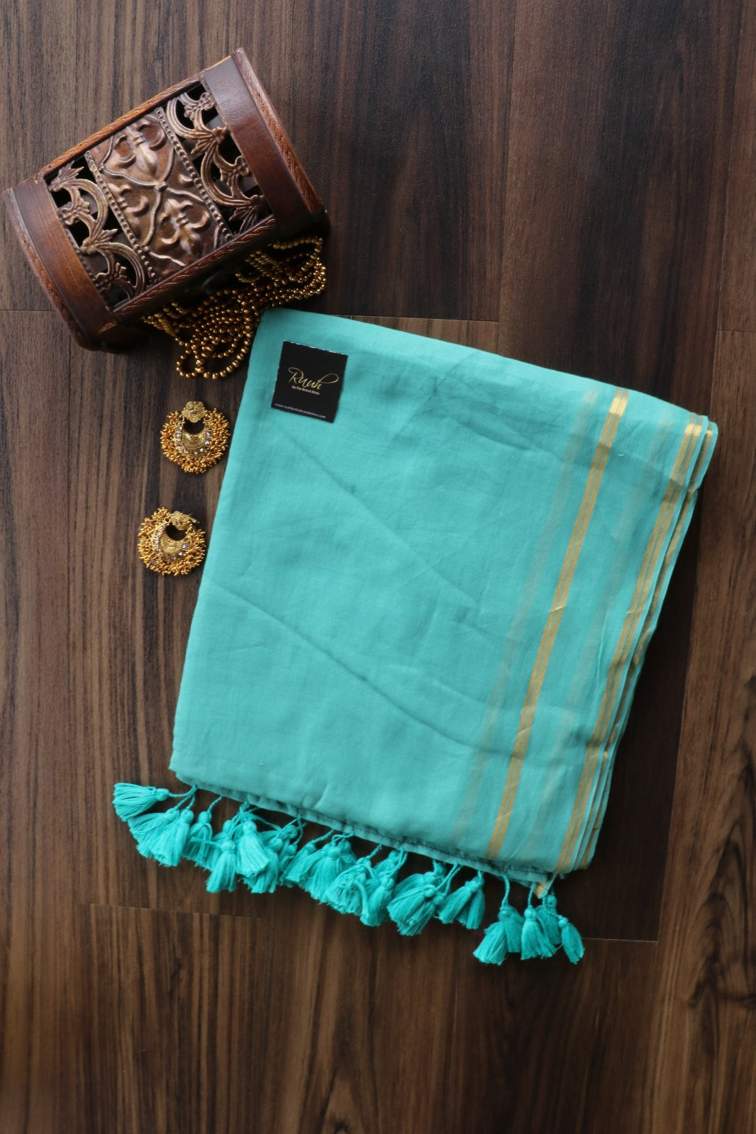 SEA GREEN MULMUL COTTON SAREE