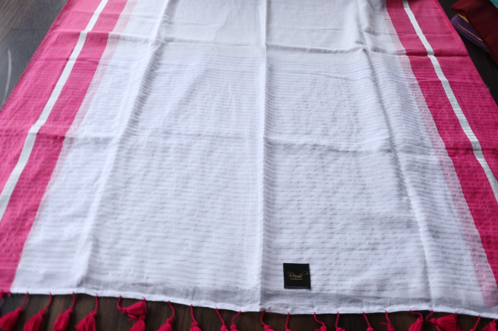 MULMUL SAREE WITH RANIPINK BORDER