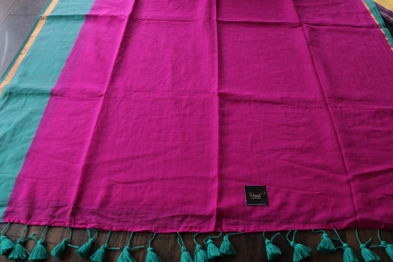 MAGENTA GREEN MULMUL COTTON SAREE