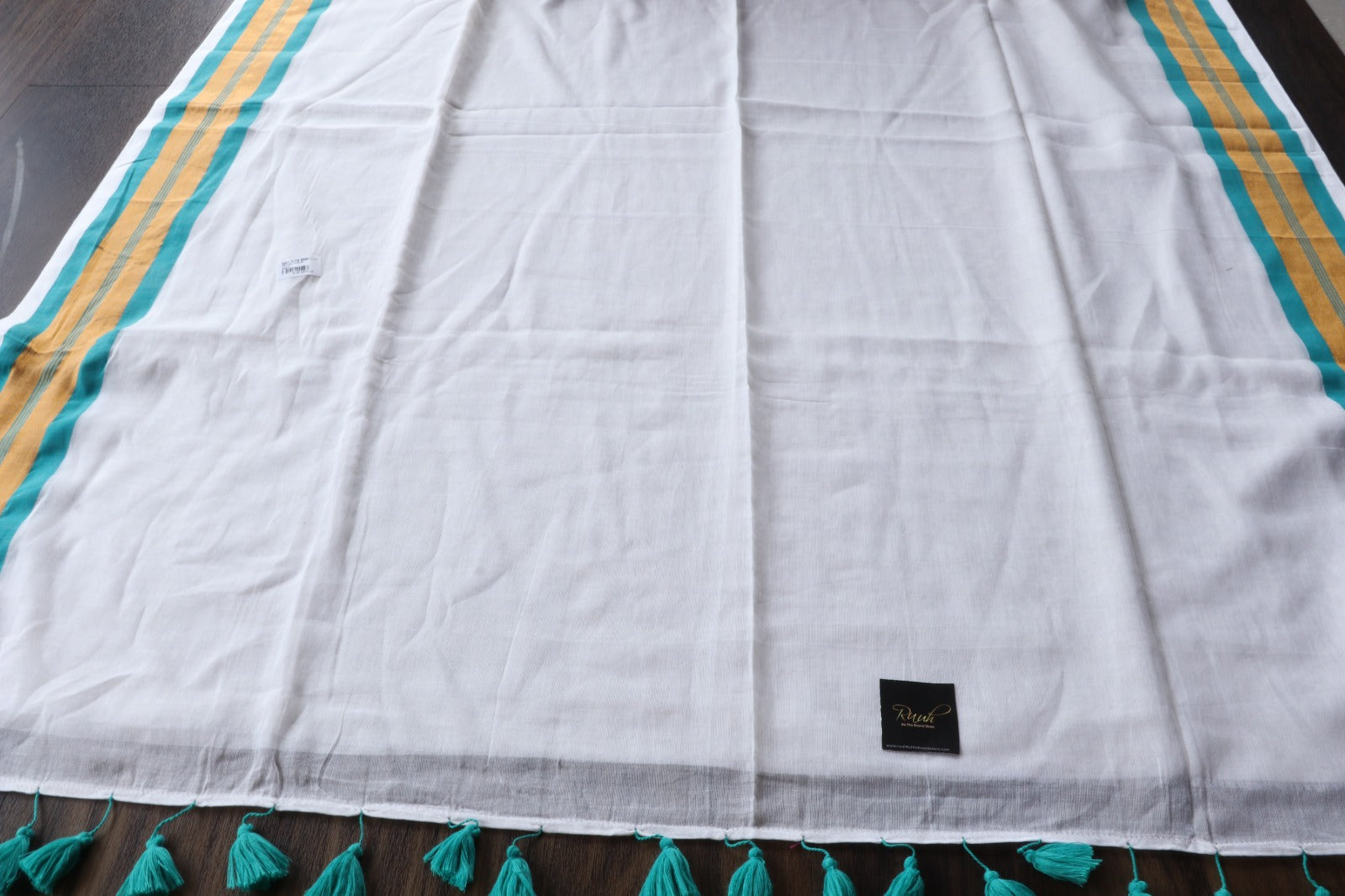 MULMUL ZARI & SEA GREEN BORDER