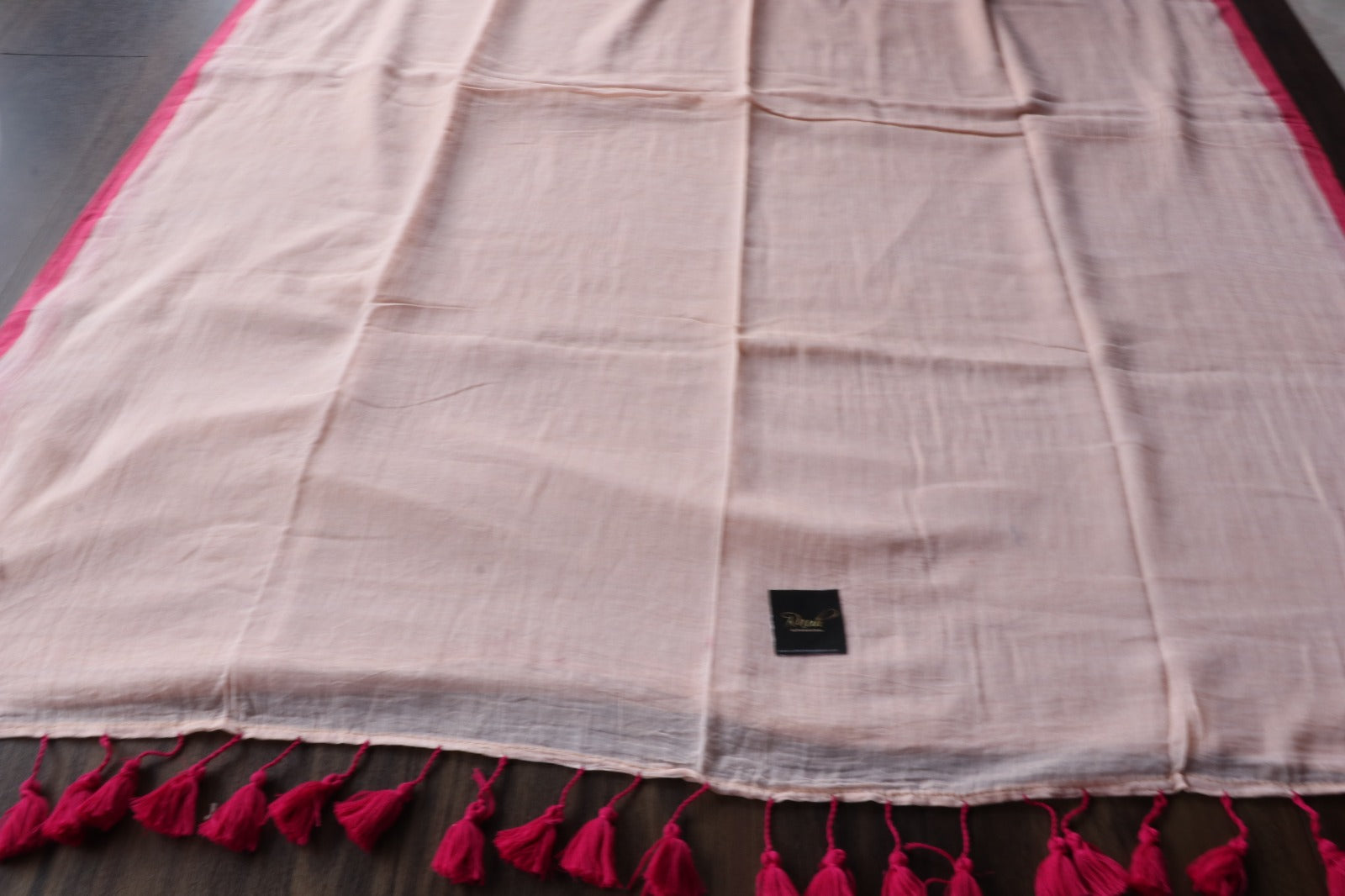 LIGHT PEACH - PINK PLAIN MULMUL SAREE