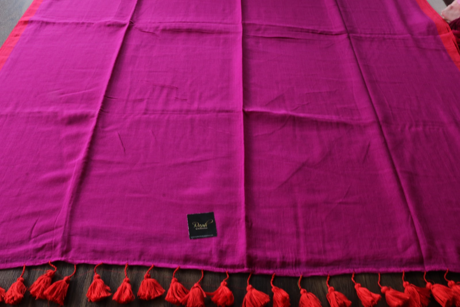 MAGENTA - RED PLAIN MULMUL SAREE