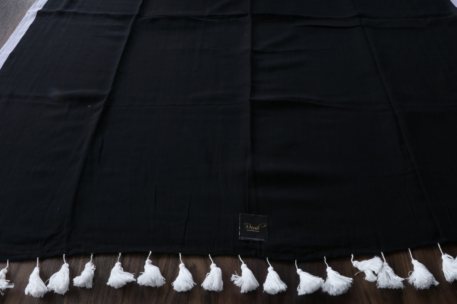 BLACK - LIGHT GREY PLAIN MULMUL SAREE
