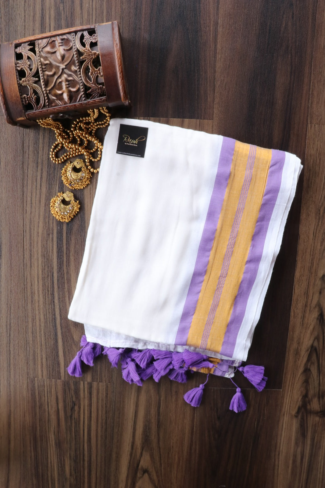 MULMUL ZARI & LAVENDER BORDER