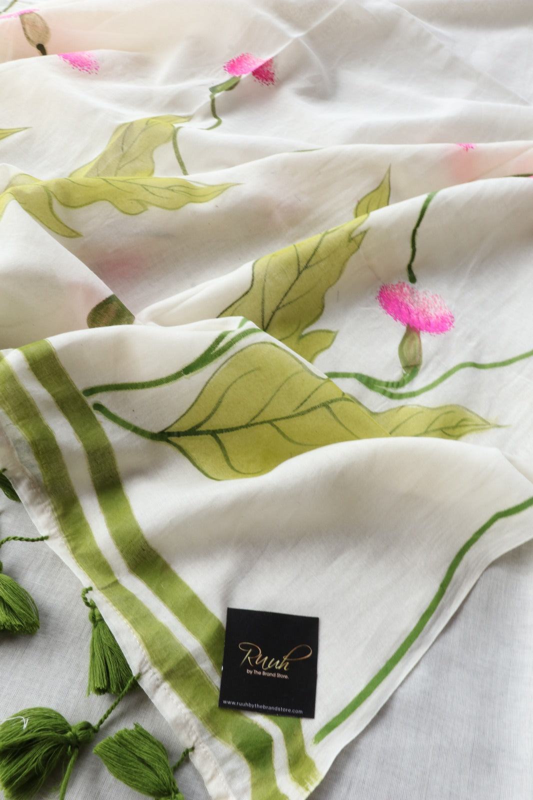 CARNATION HANDPAINTED MULMUL COTTON SAREE