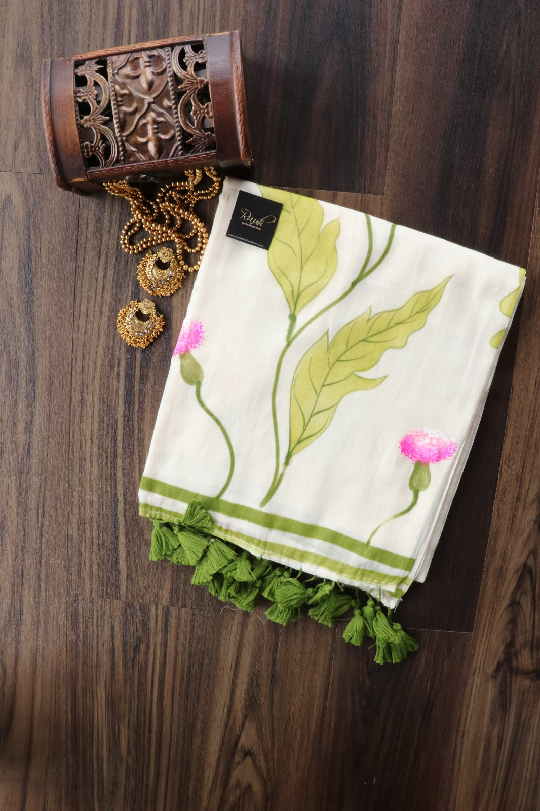 CARNATION HANDPAINTED MULMUL COTTON SAREE
