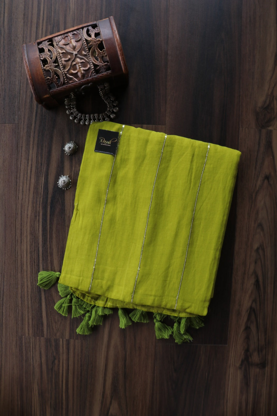 MEHENDI GREEN MULMUL SEQUENCE SAREE