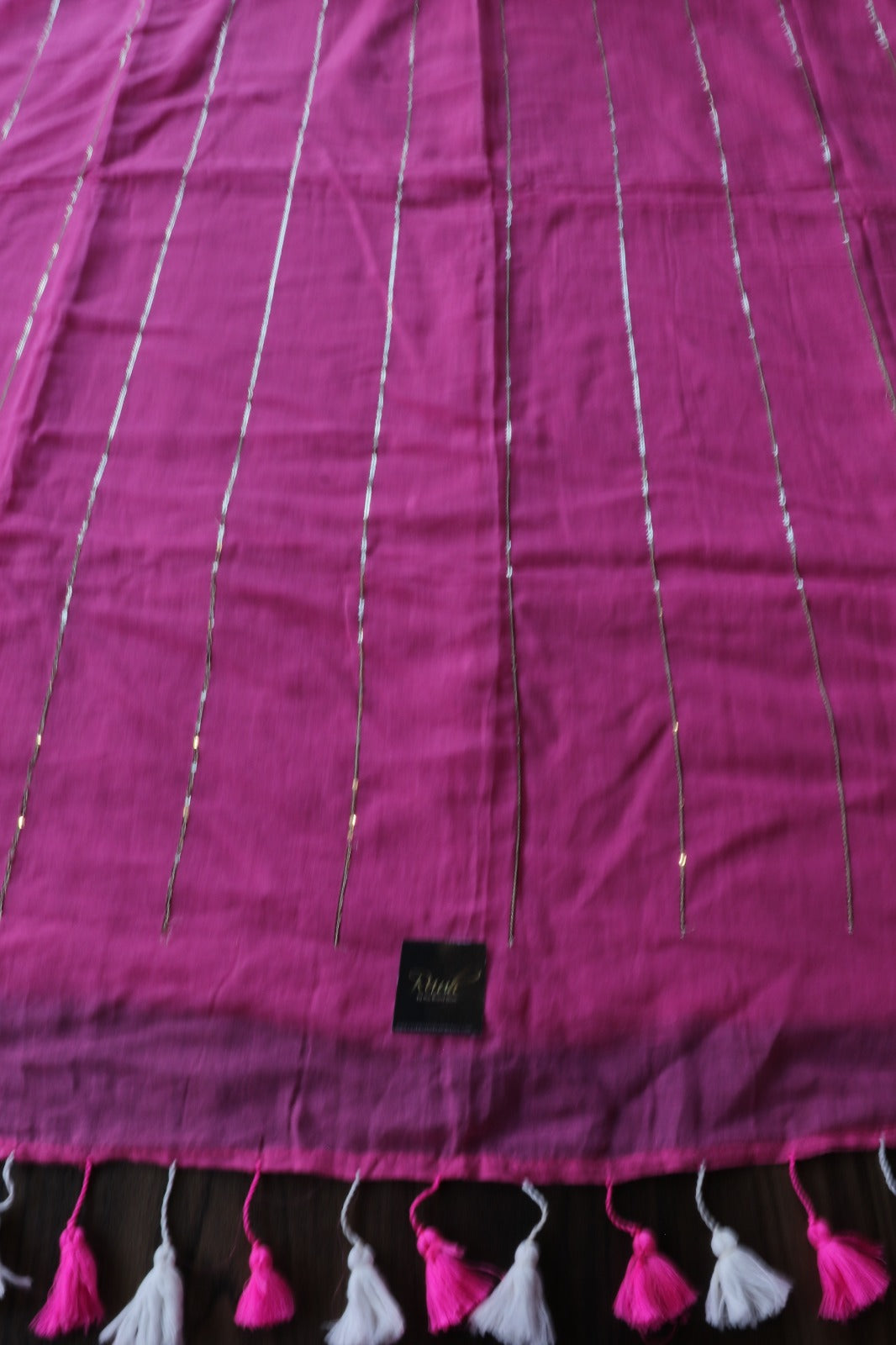PINK MULMUL SEQUENCE SAREE