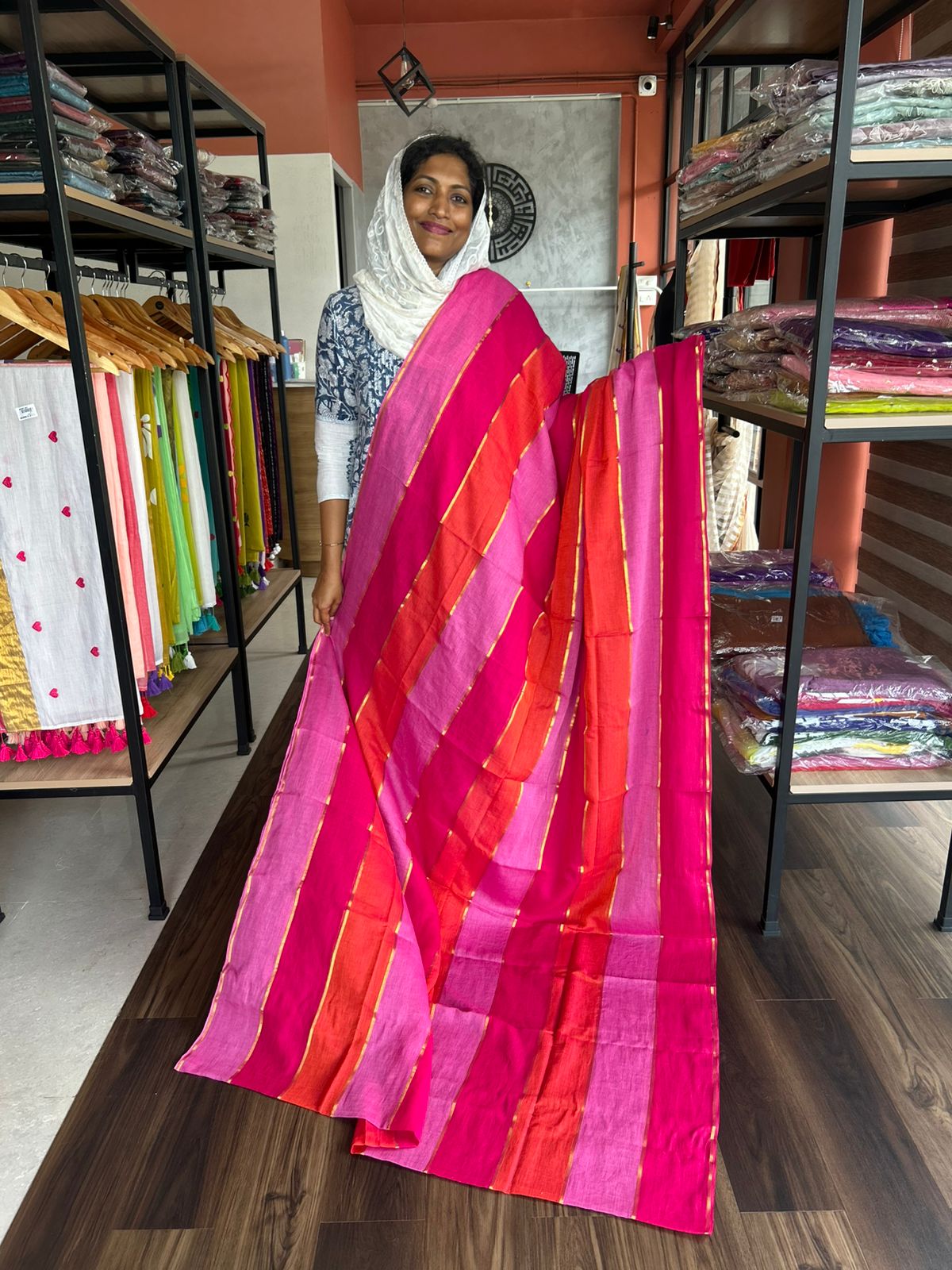 MULMUL MULTI COLOUR SAREE