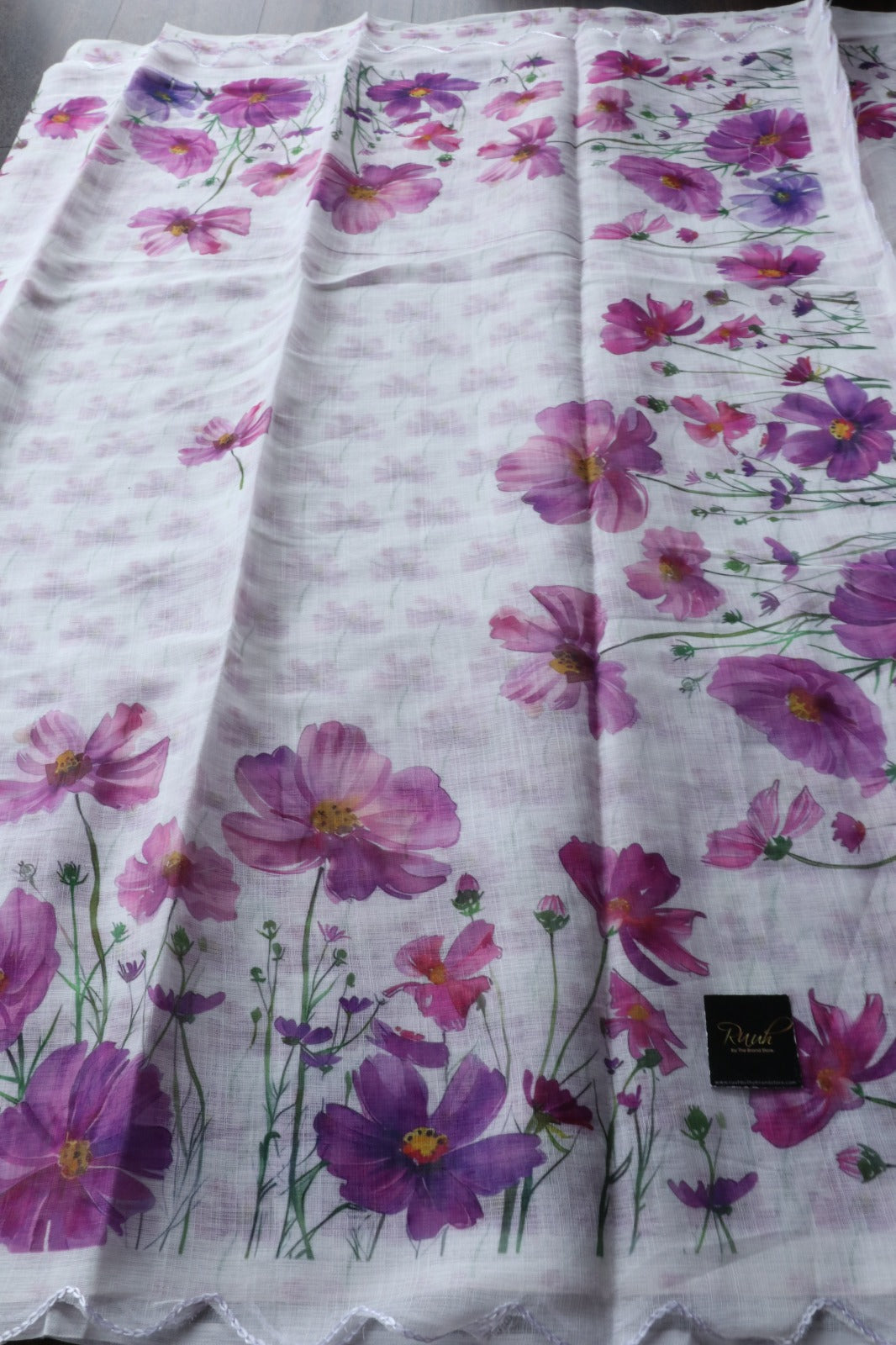 SEMI LINEN FLORAL PRINT SAREE 4