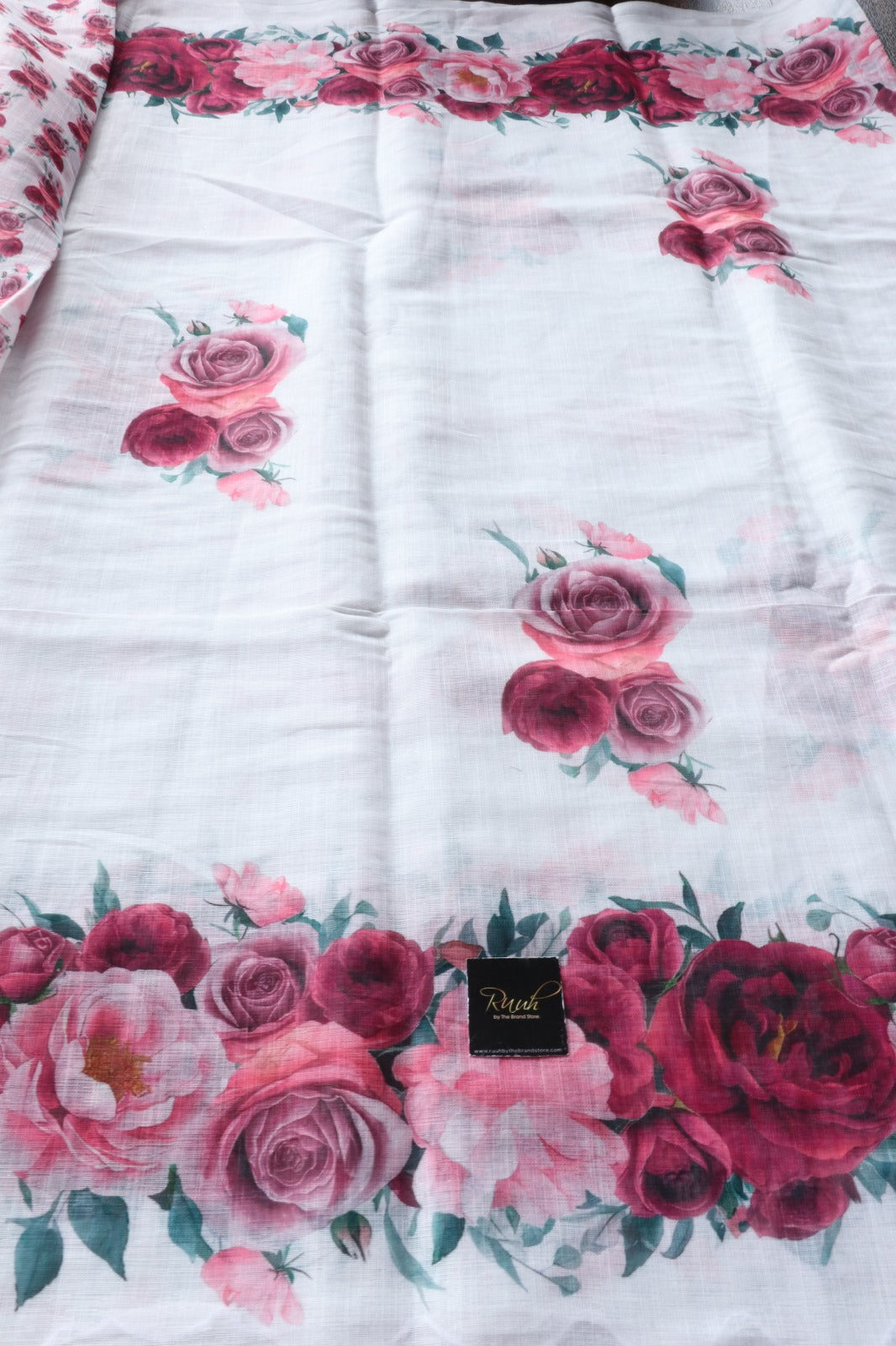SEMI LINEN FLORAL PRINT SAREE 1