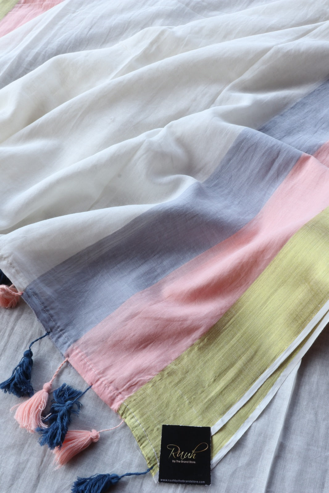 MULMUL COTTON WITH MULTI COLOUR BORDER