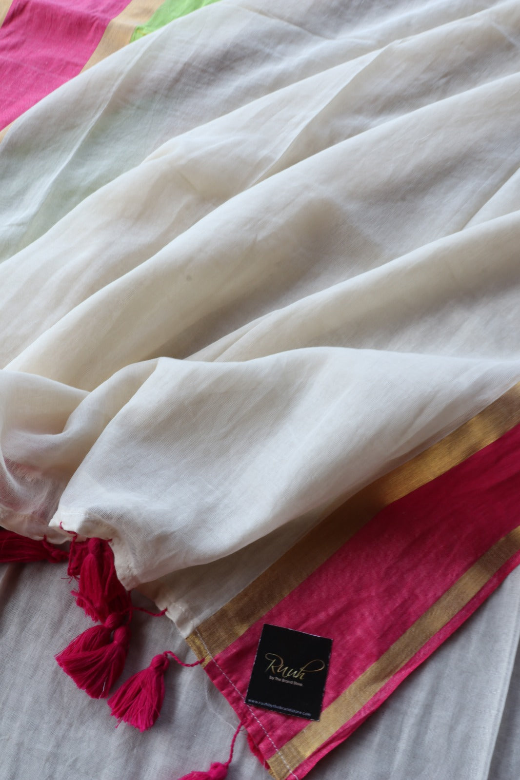 MULMUL COTTON WITH MULTI COLOUR BORDER