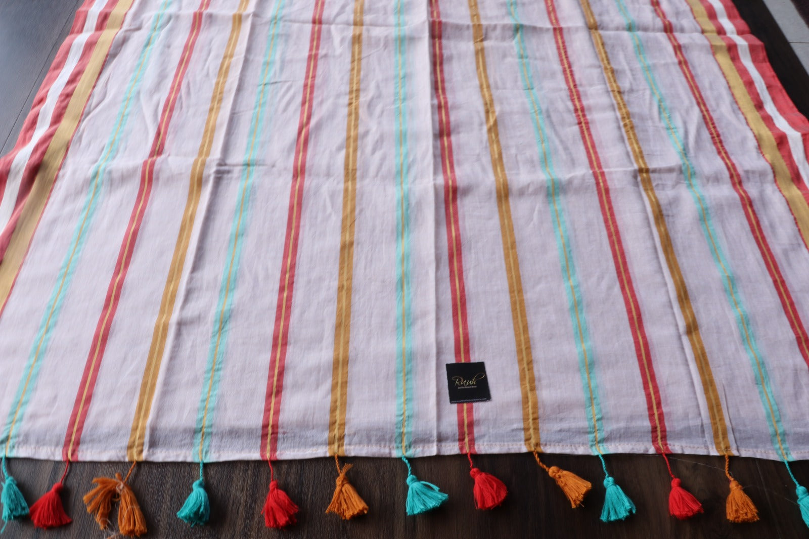 MULMUL COTTON WITH MULTICOLOUR STRIPES