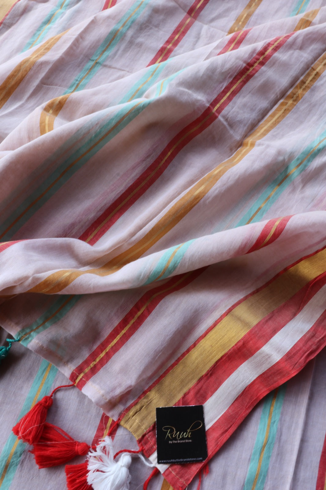 MULMUL COTTON WITH MULTICOLOUR STRIPES