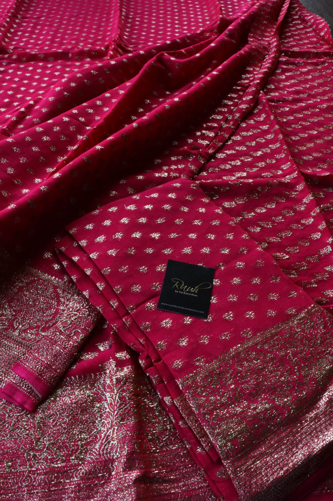 HOT PINK VISCOSE GEORGETTE SAREE