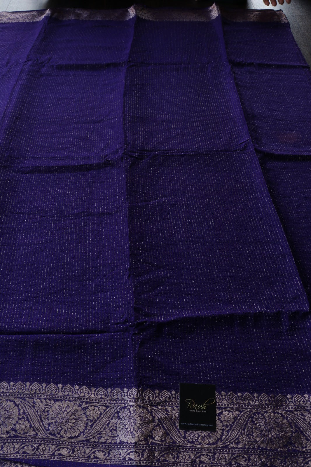 PURPLE VISCOSE CHINNON WITH ZARI STRIPES