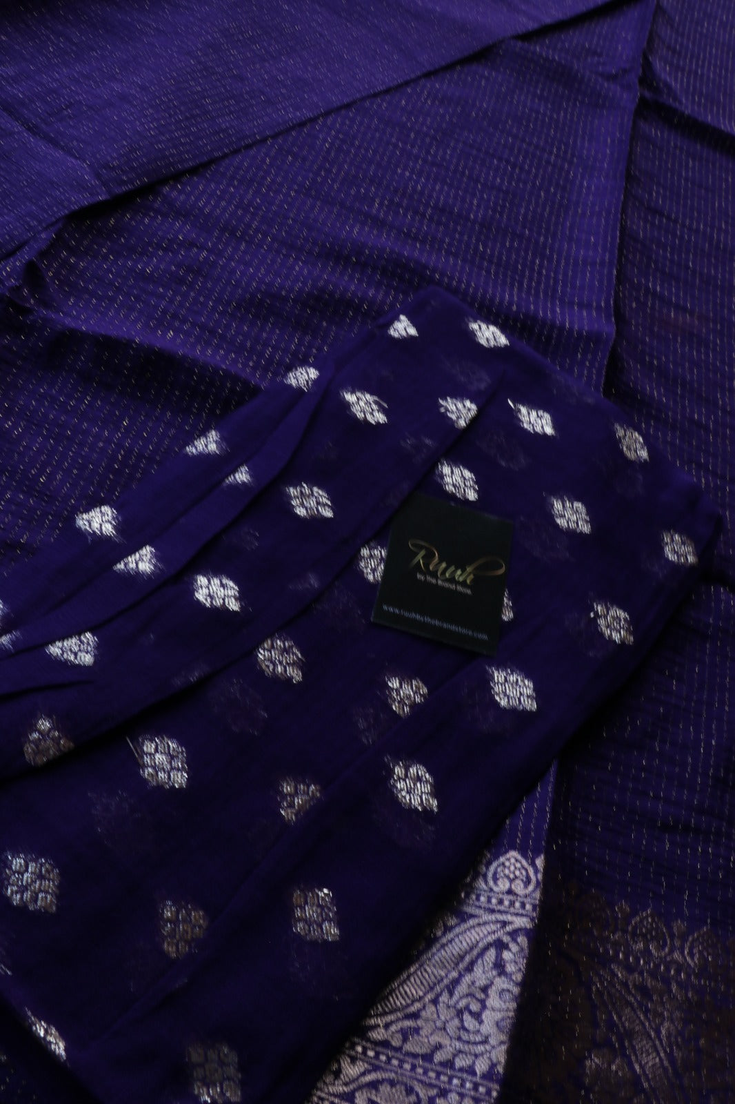 PURPLE VISCOSE CHINNON WITH ZARI STRIPES