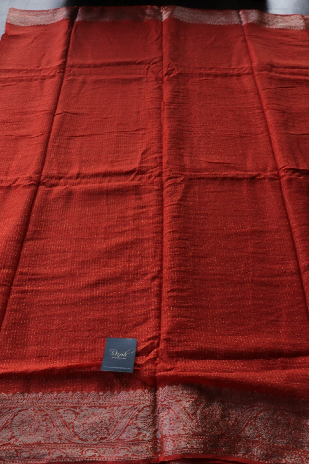 RUST ORANGE VISCOSE CHINNON WITH ZARI STRIPES