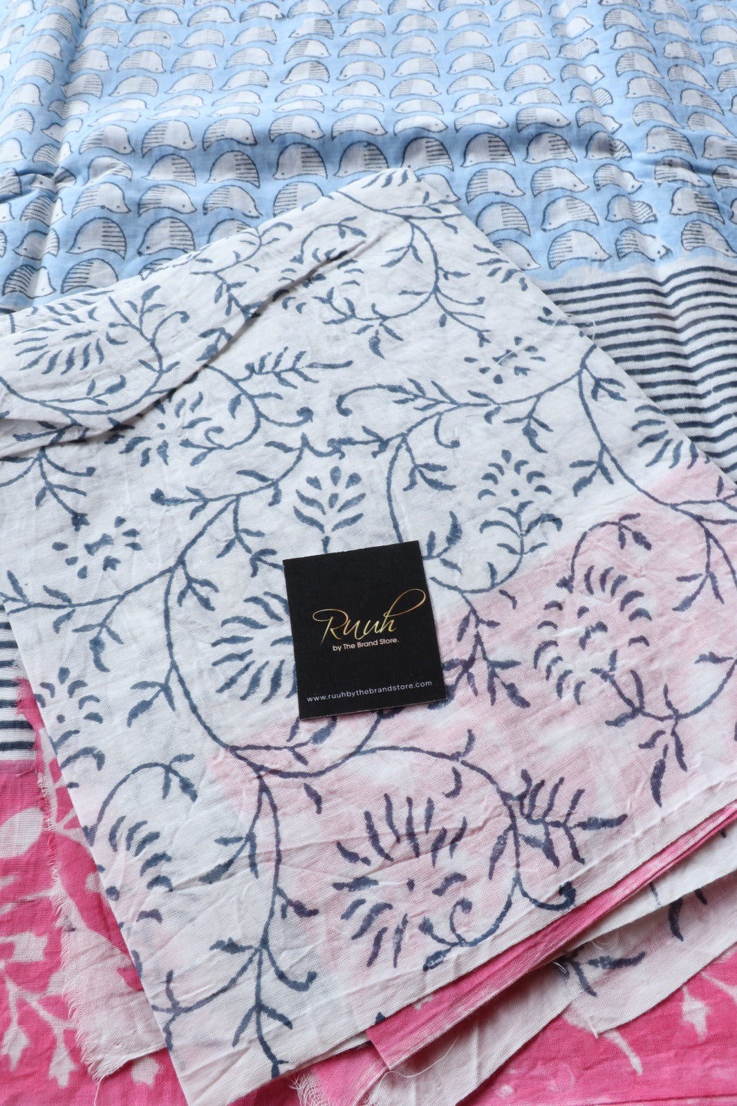 JAIPUR COTTON SAREE IN LIGHT BLUE & PINK COLOUR