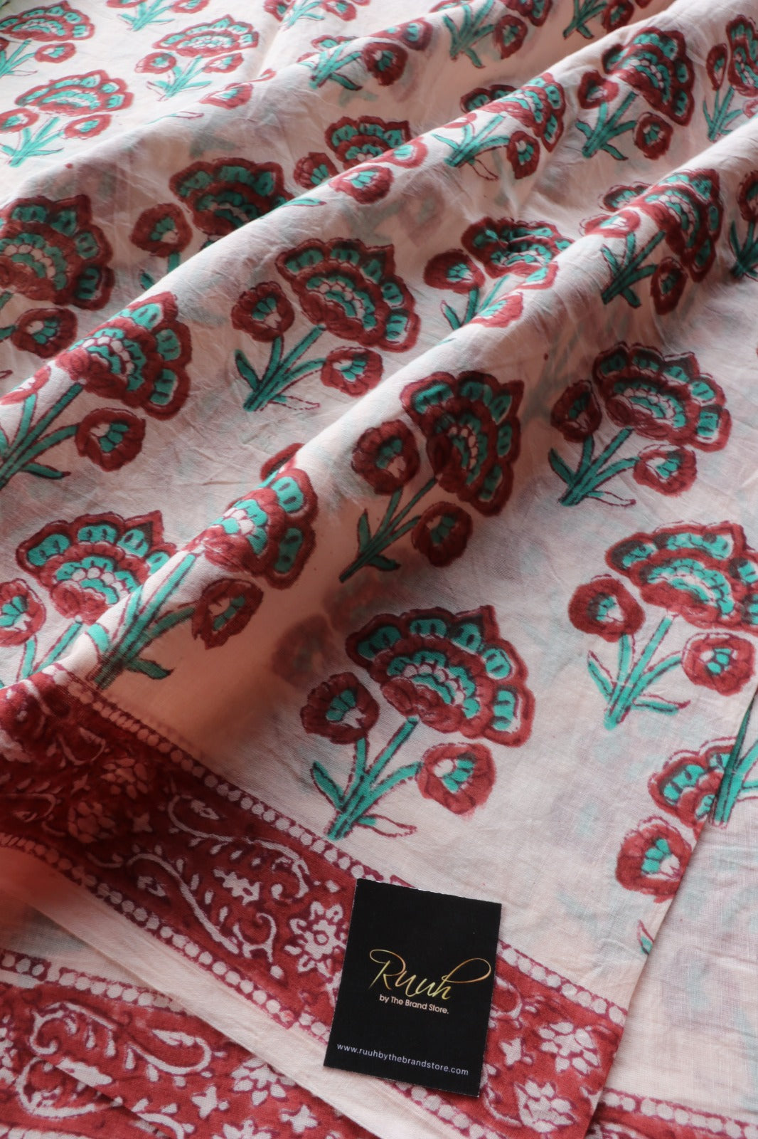 JAIPUR COTTON SAREE IN LIGHT PEACH COLOUR
