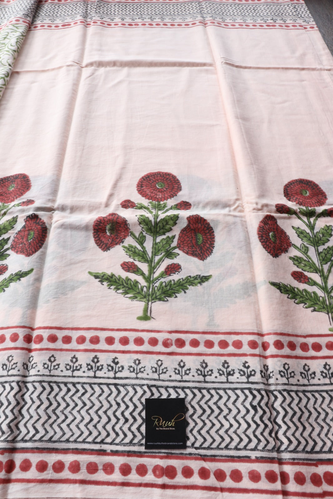 JAIPUR COTTON SAREE IN PEACH COLOUR