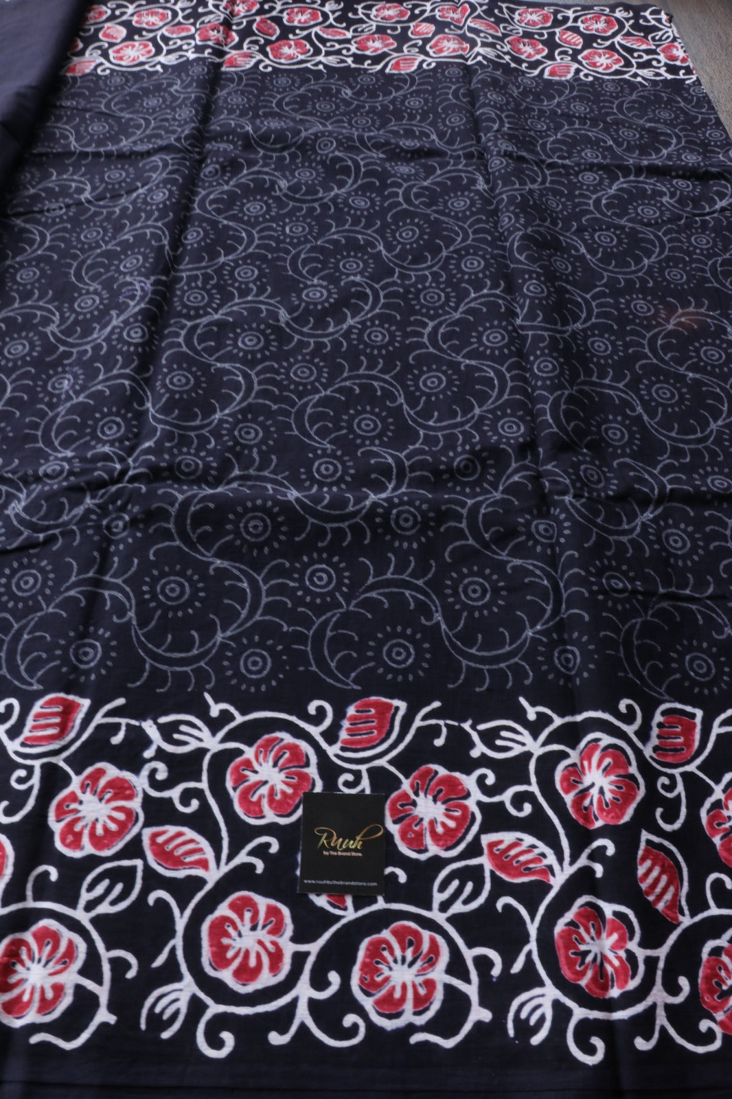 JAIPUR COTTON SAREE IN BLACK COLOUR