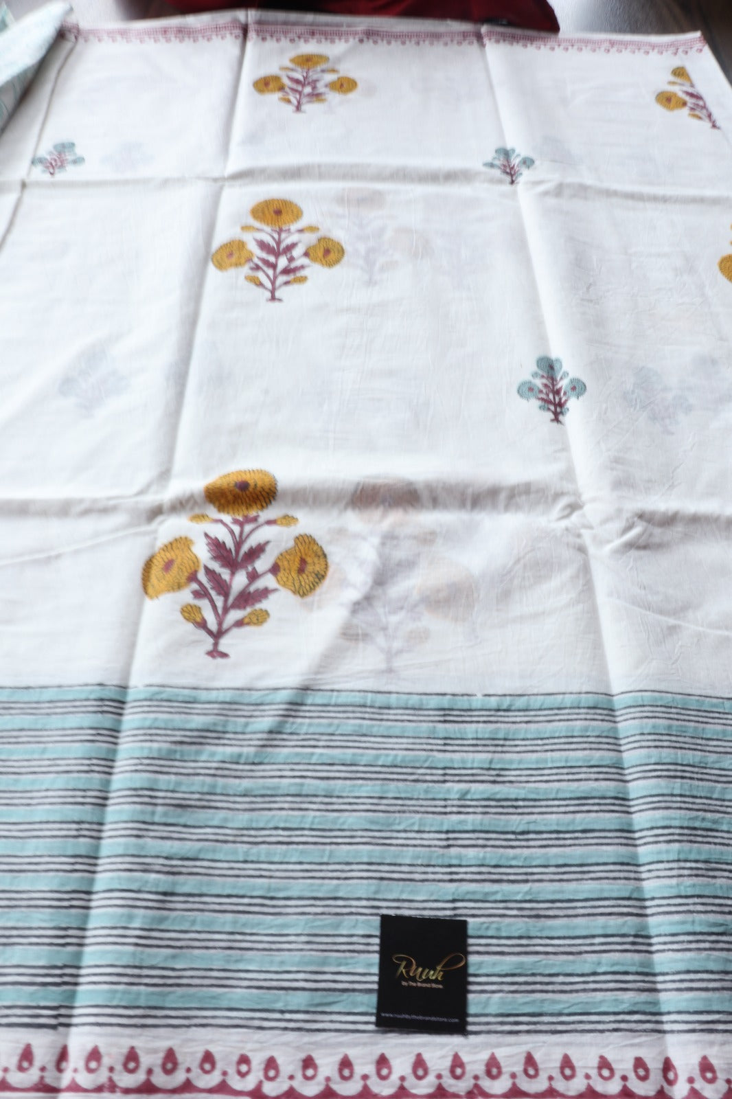 JAIPUR COTTON SAREE IN WHITE COLOUR