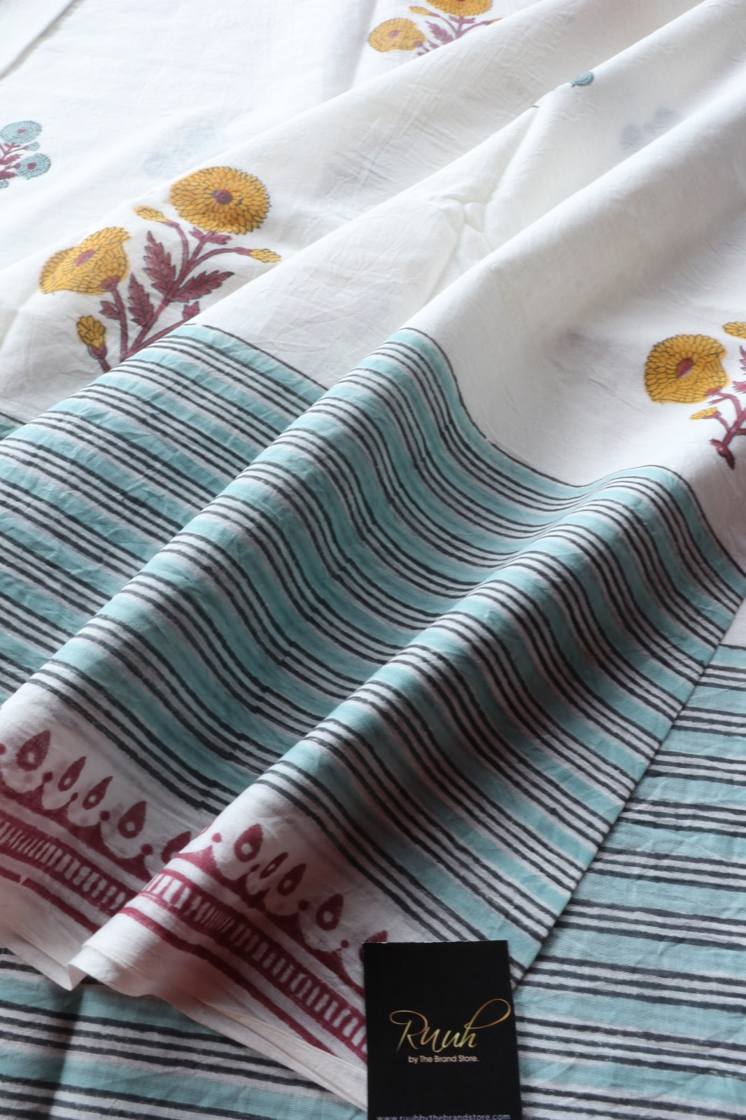 JAIPUR COTTON SAREE IN WHITE COLOUR