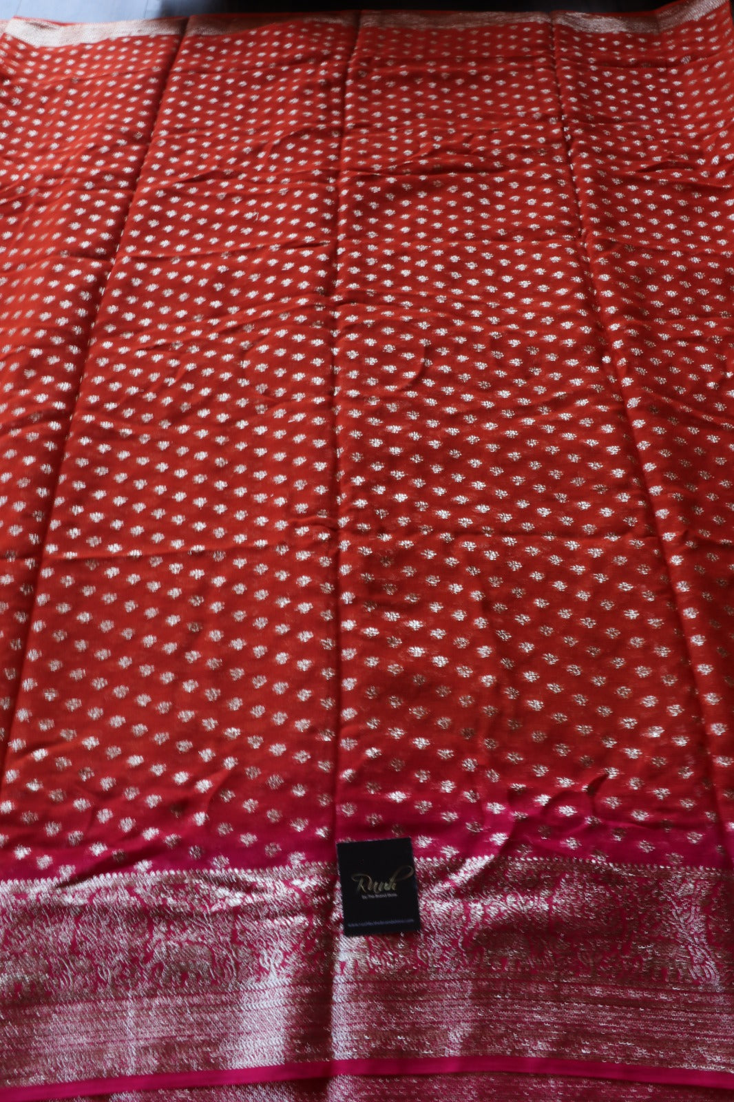 ORANGE-PINK VISCOSE GEORGETTE SAREE