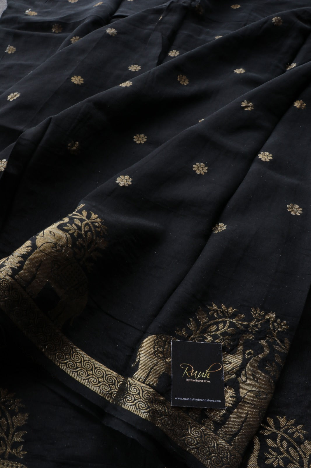 BLACK VISCOSE MUSLIN SILK SAREE