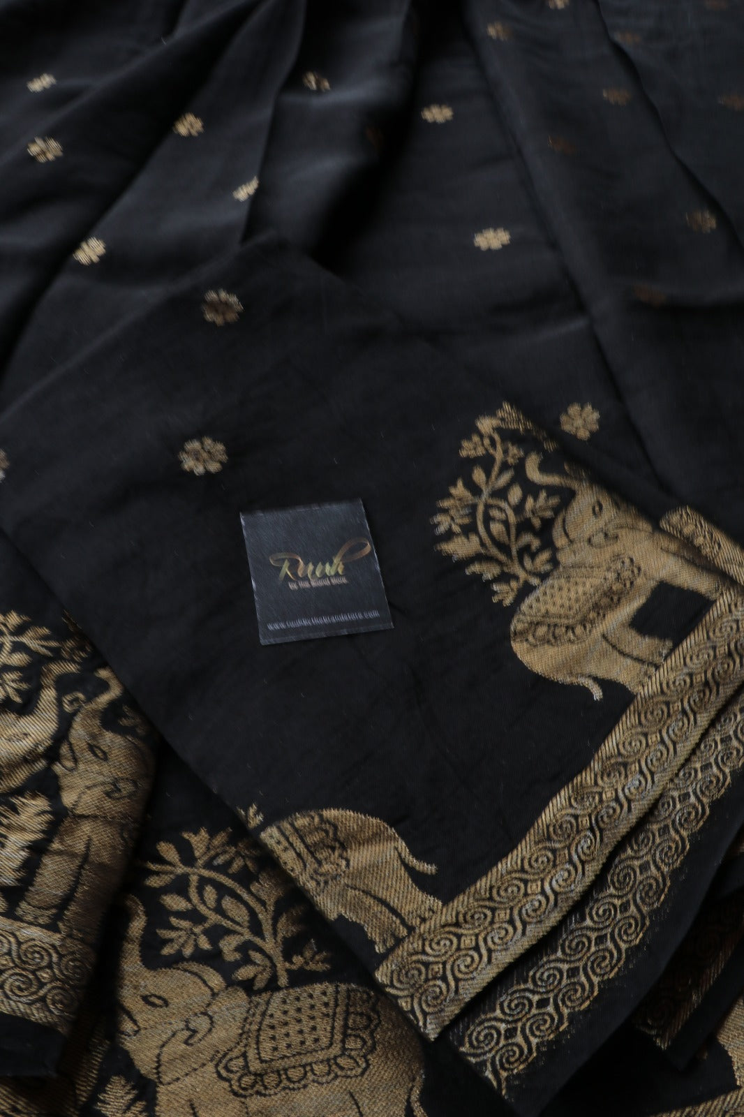 BLACK VISCOSE MUSLIN SILK SAREE