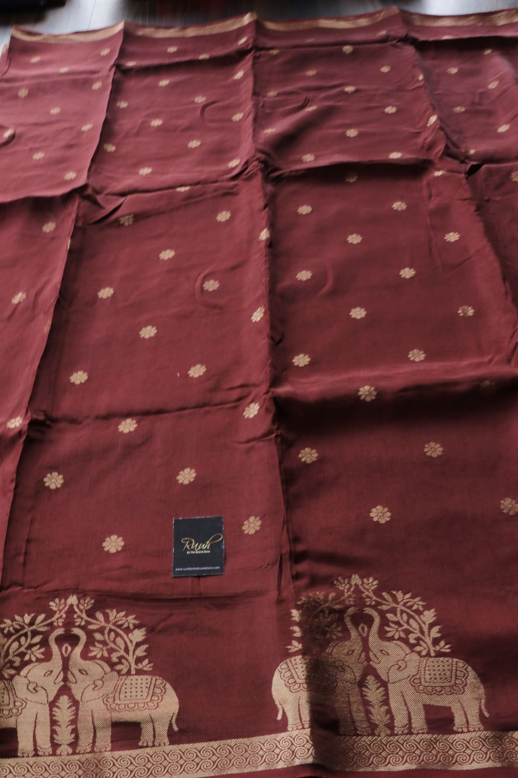 BROWN VISCOSE MUSLIN SILK SAREE
