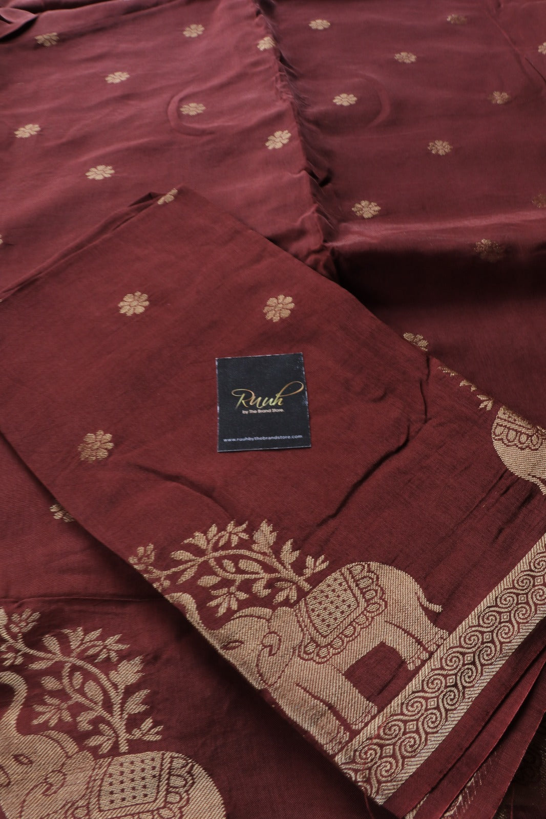 BROWN VISCOSE MUSLIN SILK SAREE